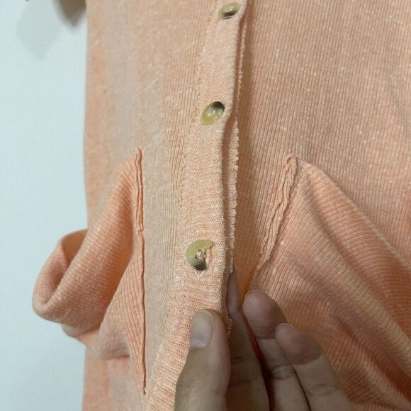 Free People FP beach button down pink peach ribbed dress size Small - Picture 3 of 6